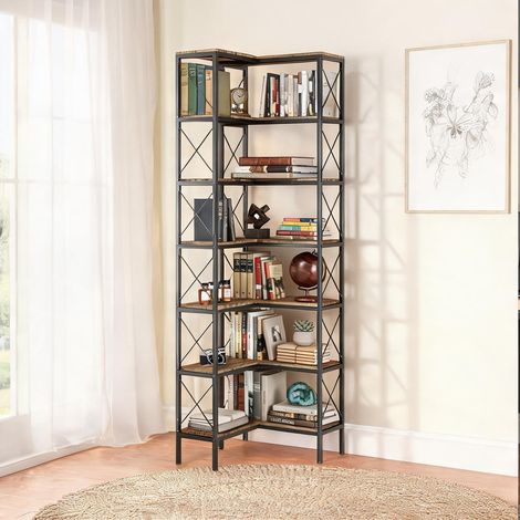SunJet Bibliothèque, étagère de rangement, d'angle métal 60x60x200 cm - Réf. UYLZ0LA5LS8Q (1/5)