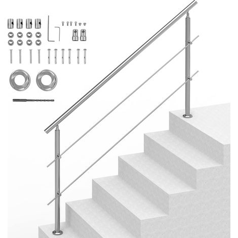 Garde-corps extérieur 180,1 cm, 2 barres transversales pour escalier de terrasse et porche. (1/5)