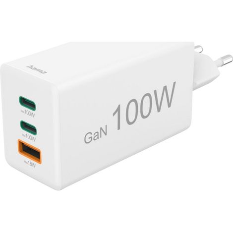Hama ladegerat 2x usb c 1x usb a gan 100w wei (1/5)