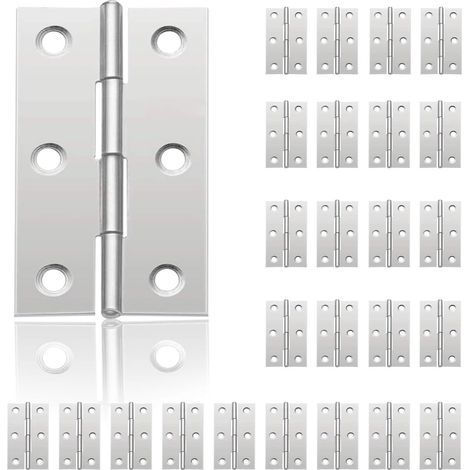24 Pack Small Hinges for Doors, Stainless Steel Hinges, DIY Door Hinges for Cupboard Door Jewelery boxes Home Furniture Hardware Cabinet (44mm32mm) (1/5)