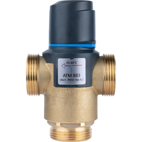 Válvula mezcladora termostática ATM 883 DN25, G1 1/4 pulgada, rango de temperatura 35-60 grados C, Kvs 4.2 (1/3)