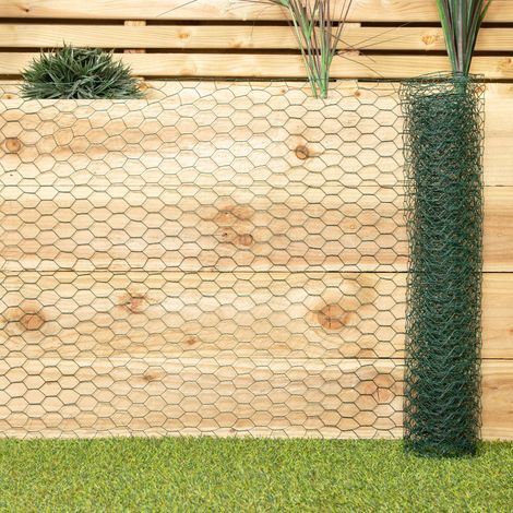 5m x 0.6m x 25mm Green PVC Coated Galvanised Chicken Garden Wire Netting / Fencing (1/5)