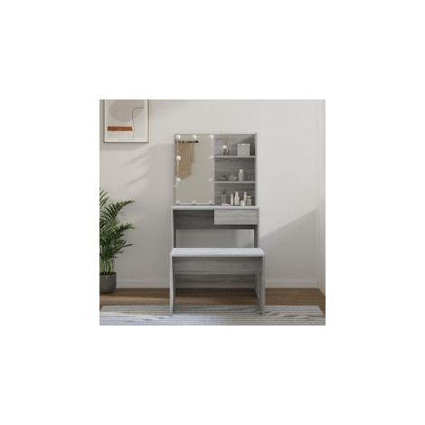 Ensemble de coiffeuse avec LED Sonoma gris Bois d'ingénierie (1/5)
