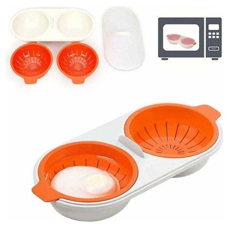 Microwave Egg Boiler, 2 Layer Egg Boiler with Drain Baskets, Food Grade Egg Steamer Dish (Orange)-Fei Yu (1/4)