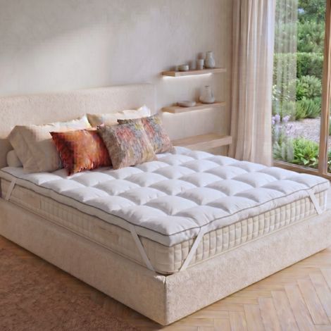 Surmatelas Plumes Luxe 180x200 cm - 100 % plumes de canard - Coutil 100% Polyester