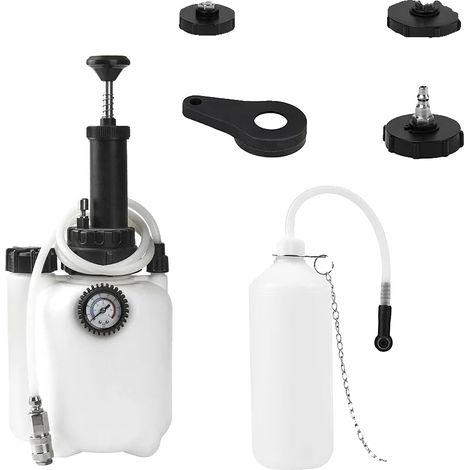 Kit de purga de líquido de frenos, capacidad de presión de 3 L, botella de recarga de 1 L, BLANCO (1/2)