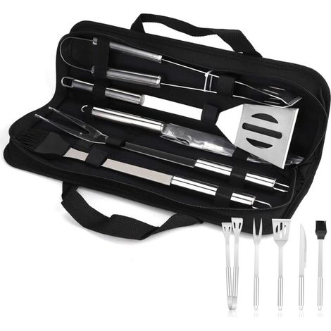 5Pcs Ustensiles Barbecue,Kit Barbecue Outil de Barbecue en Acier Inoxydable, Accessoire Barbecue, Ustensiles pour Barbecue, Accessoires Barbecue pour Jardin, Extérieur, Randonnée, Grillades (1/5)