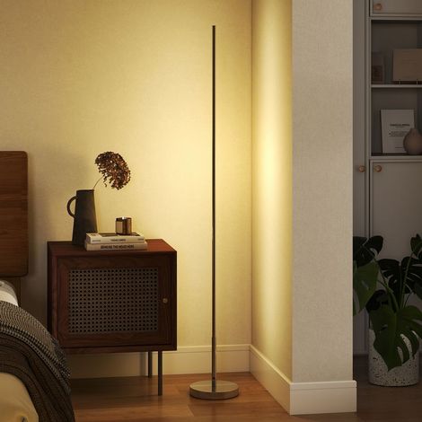 150 cm hohe LED-Stehleuchte mit einstellbarer Farbtemperatur und Fernbedienung, silber (1/5)