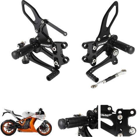 Reposapiés para motocicleta, aleación de aluminio 6063-T6, posición ajustable, compatible con RC8 RC8R 2011-2013, superficie antideslizante, control de precisión. (1/5)