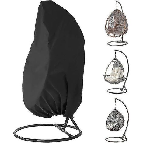 Housse pour fauteuil œuf, housse pour fauteuil suspendu, housse imperméable et coupe-vent pour chaise suspendue de patio, housse pour fauteuil cocon, housse pour chaise de jardin 230x200cm (noir) (1/5)