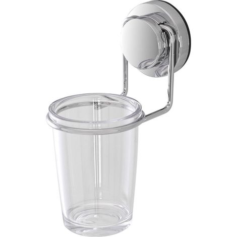 Porta spazzolino o dentifricio cromato a ventosa accessori bagno serie Dinamik (1/2)