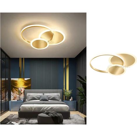 Plafoniera luce led cerchio cerchi 38w lampadario da soffitto oro tonda design moderno per camera cucina  Bianco freddo (1/4)