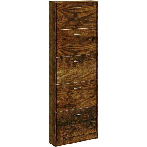 Schuhschrank Räuchereiche 59x17x169 cm Holzwerkstoff vidaXL