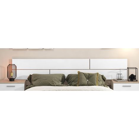 Pegane – Tête de lit chêne cambrian/blanc 222x3,2x51 cm – Panneau de particules mélaminé – Design moderne élégant (1/2)