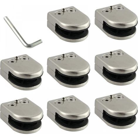 8-teiliges Glasklemmen-Set, 6–8 mm, Edelstahl 304, Glasklemmenhalter, flache Rückseite, verchromt, für Balustraden (1/5)