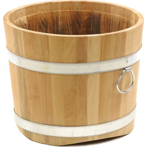 Jardinière en Bois, Ø 40 cm, Hauteur 41 cm, Robinier, Naturel (1/3)