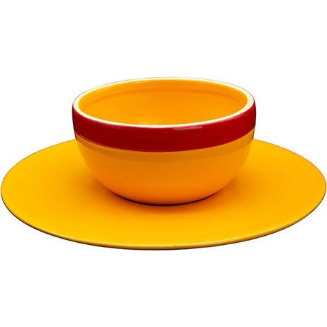 Abystyle, Servizio Tavola 2 Pz, Ceramica Giallo, One Piece Cappello di Paglia