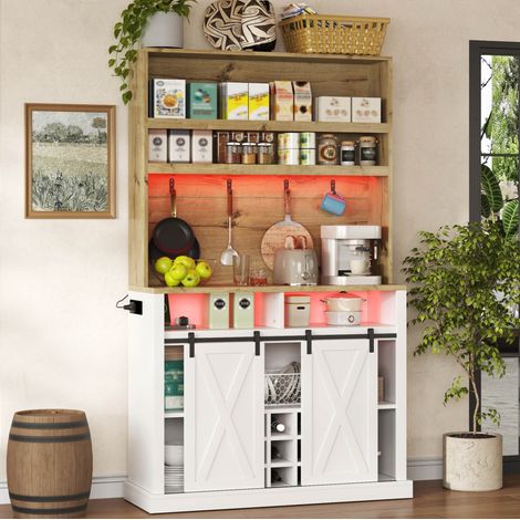 Mobile cucina con vetrina e presa 110x40x191 cm OKMYHOME (1/5)