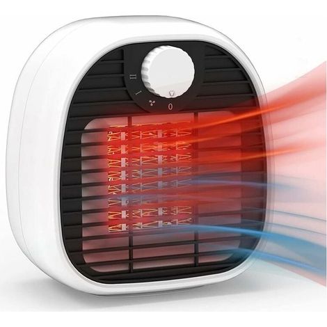 Radiateur soufflant céramique 1000W, 2 niveaux, protection surchauffe & basculement. Chauffage électrique salle de bain salon (1/4)