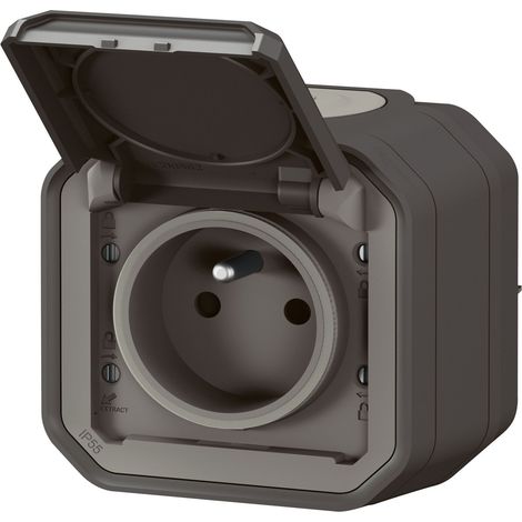 Legrand - Prise de courant avec volet Plexo complet saillie - anthracite