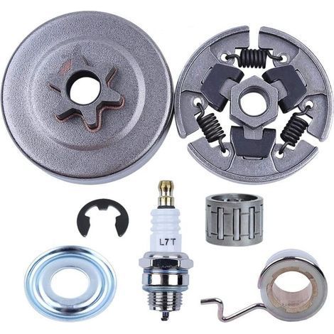 Kit pignone frizione 3/8" per motosega Stihl 017 018 MS170 MS180 – Pignone, tamburo, cuscinetto, vite senza fine, rondella, E-Clip, candela (1/4)