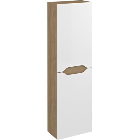 WAVE Meuble de rangement haut 40x140x20cm, blanc/chêne cuneo (1/4)