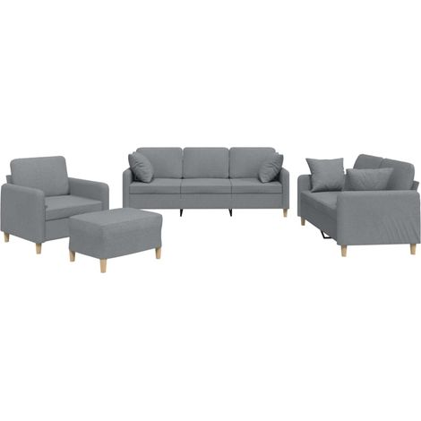 Maison Exclusive - Set Divani 4 pz con Cuscini Grigio Chiaro in Tessuto
