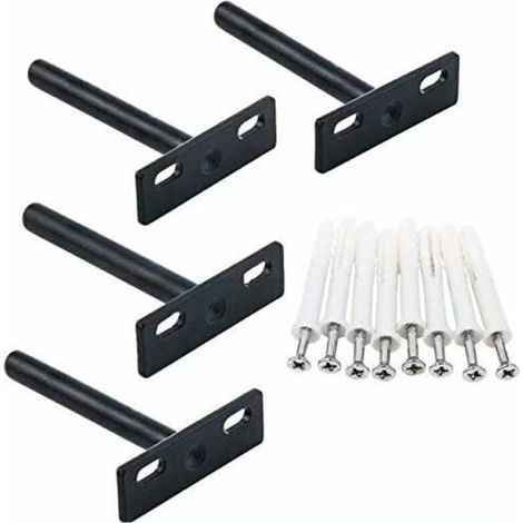 Supports détagère flottante, lot de 4, supports muraux de 10 mm, fixation invisible, supports détagère dissimulés Crezuo (1/4)