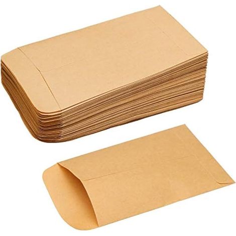 100 kleine braune Umschläge, Mini-Kraftpapierumschläge für Samen, Münzen, Gehälter, Hochzeiten, Geburtstage, Muttertag, Grußkarten, zum Aufbewahren und Verpacken kleiner Geldscheine, Perlen (6x10 cm) (1/5)