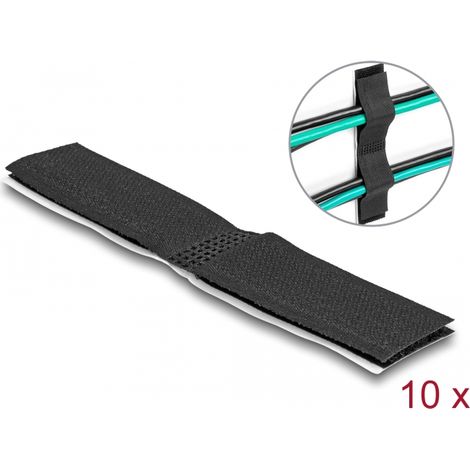 Delock Sujetadores para cables con Tela Autoadhesiva LA 110 mm x AN 20 mm set de 10 piezas negras