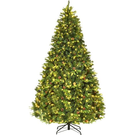 Sapin de Noël artificiel avec lumières LED, 240 cm, vert
