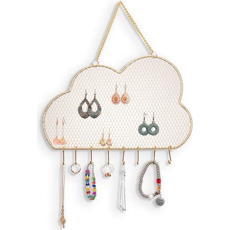 Organisateur de Bijoux Suspendu,Armoire à bijoux,Cintre d'affichage de Boucle d'oreille fixé au Mur en métal avec Crochets,Colliers en Maille d'or Porte-Bracelets Support de Rangement (19 30cm) (1/5)