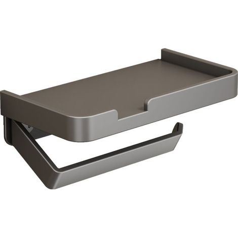 Wandmontierter Toilettenpapierhalter aus Aluminium mit Ablagen, Halterung für Toilettenpapierrolle und Papierhandtuchhalter, grau (1/4)