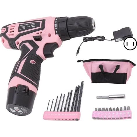 Tournevis électrique 12V Rechargeable sans Fil Perceuse Compacte Outils à Main Kit de Vis Gyroscopique Automatique Ensemble D'outils Rose Outils électriques pour la Maison(EU P (1/4)