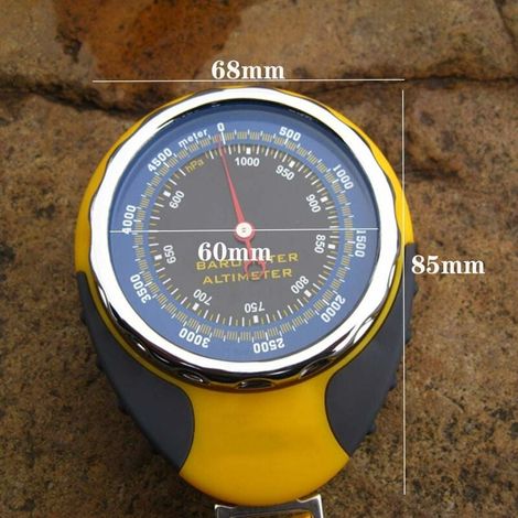 Altímetro, reloj altímetro, barómetro, brújula, termómetro barómetro, instrumentos meteorológicos, barómetro mecánico multifunción de alta precisión, barómetro amarillo para montañismo al aire libre. (1/4)