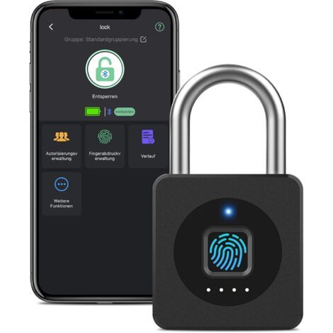 Cadenas à empreinte digitale, cadenas Bluetooth étanche pour salle de sport, bagages, entrepôts, wagons, garages et casiers (1/5)