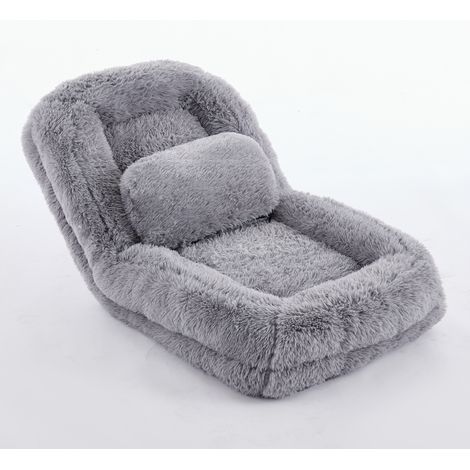 Sillón de suelo plegable ajustable en 5 posiciones de poliéster y espuma 102x89x88 cm gris claro (1/5)