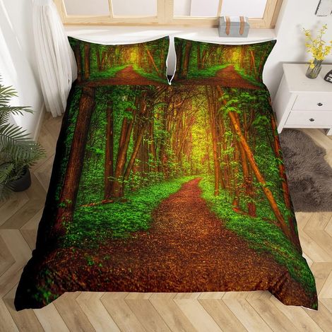 Arbre Parure de Lit 140x200cm Feuille Branche Ensembles de Housse de Couette pour Enfants Paysage Naturel Woodland Housse de Couette Respirant Amoureux de la Nature Décor de Chambre - 140 x 200 cm (1/5)