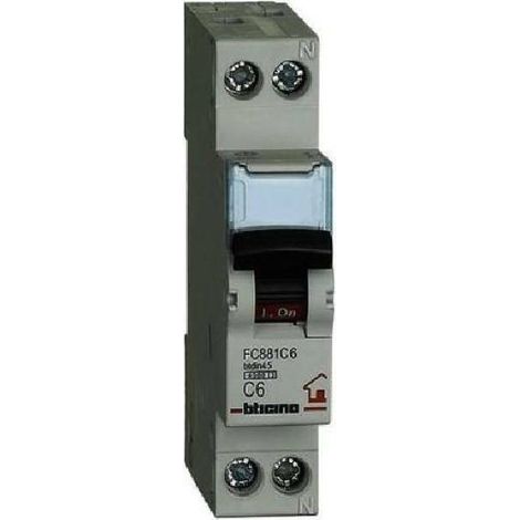 BTICINO FC881C6 - Magnetotermico BTDIN-RS 1P+N - 4500 - C6 (1/4)