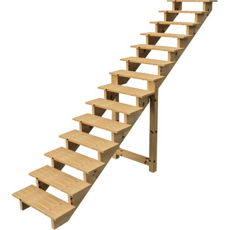 Berlin Escalier extérieur bois 14 marches H 241cm L-80cm (1/4)