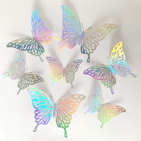 12 hollow butterfly wall stickers 3D holiday home Valentine's Day decorative stickers stereo decoration (1/2)