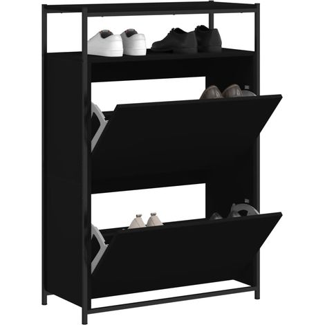 vidaXL Scarpiera Nera 75x34x112 cm in Legno Multistrato (1/5)