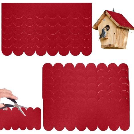 Lot de 20 Bardeaux de Toiture Auto-adhésifs en Feutre Bitumé pour Nichoir Oiseaux Exterieur, Abri de Jardin, Accessoires Imperméable et Résistante Aux Déchirures et Aux Intempéries (rouge) (1/5)