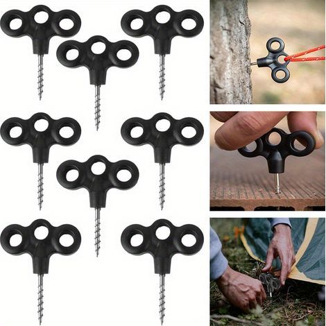 8 piquets de terrasse pour camping, piquets de fixation pour haubans de tente de camping extérieur (1/5)