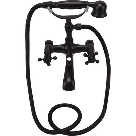 Ensemble de douche simple style tout en laiton, comprenant une douchette murale et une douchette à main pour salle de bain. (1/5)