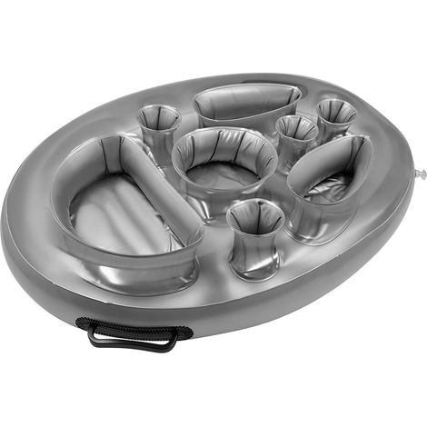 Plateau Flottant Piscine, Bar Gonflable avec 8 Compartiments, Porte Gobelet Flottant 71 x 56 cm pour Boissons Snacks Téléphone, Accessoire Piscine en PVC Renforcé (1/5)