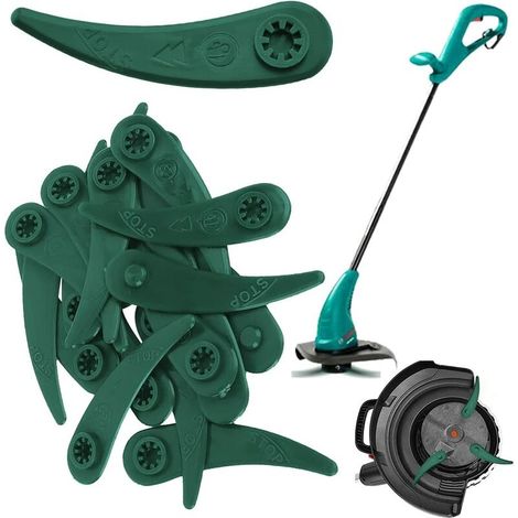 Lot de 20 Lames en Plastique de Rechange pour Coupe Bordure, Lame Plastique Coupe Bordure, Lame Coupe Bordure pour coupe-bordures Bosch Durablade Art 23-18 LI Art 26-18 LI, Vert H145 (1/5)