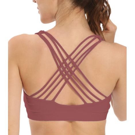 Soutien-gorge de sport pour femme, dos croisé, rembourré, maintien moyen, idéal pour la course à pied et le yoga. (1/5)