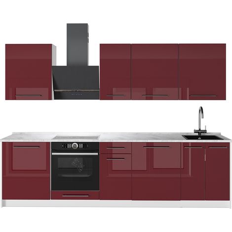 Cucina componibile Fame-Line, Bordeaux lucido/Bianco, 280 cm, PL Marmo, Vicco (1/5)