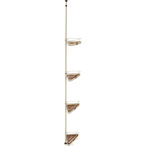 Estante telescópico para ducha argileo, de esquina, 4 niveles, color beige - 5five